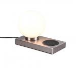 TRIO-Lighting Chloe table lamp E14 brushed steel with charging station gaismeklis
