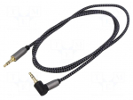 Cable | Jack 3.5mm 3pin plug,Jack 3.5mm 3pin angled plug | 1m