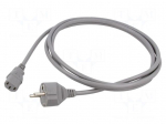 Cable | 3x1mm2 | CEE 7/7 (E/F) plug,IEC C13 female | PVC | 2.5m | grey