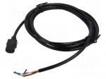 Cable | 3x18AWG | IEC C13 female,wires | PVC | 3m | black | 10A | 250V
