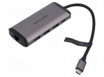 Hub USB | USB 3.0 | grey | Number of ports: 8 | 0.15m | ABS,aluminium