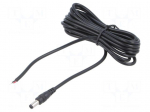 Cable | 2x0.5mm2 | DC 5,5/2,5 plug | straight | black | 3m | -20&divide;80&deg;C | Cu