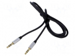 Cable | Jack 3.5mm 3pin plug,both sides | 1m | black | textile