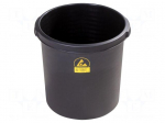 Waste bin | ESD | H: 320mm | &Oslash;: 310mm | 18l | Features: conductive | PP