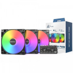 Montech GF120 PWM ARGB Fan, 3-Pack, 120mm, Black