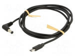 Cable | USB C plug,DC 5,5/2,1 plug | angled | black | 1.5m | Cu | 15W