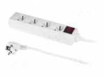 Extension lead | 3x1mm2 | 1.5m | PVC | white | Sockets no: 4 | 10A