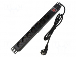 Plug socket strip: protective | Sockets: 7 | 230VAC | 16A | black | 2m