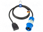 Extension lead | 3G1.5mm2 | 1.5m | rubber | black | Sockets no: 1 | 16A