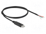 Cable | USB 2.0 | wires,USB A plug | gold-plated | 1m | black | Cu | 26AWG