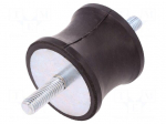 Vibration damper | M10 | &Oslash;: 55mm | rubber | L: 45mm | Thread len: 28mm