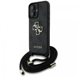 Case Guess 4G Big Logo Cord Stap Crossbody for iPhone 16 Plus / black