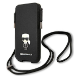 Karl Lagerfeld Torebka KLHCP12MOPHKMK 6.1" hardcase Saffiano Ikonik Karl`s / black