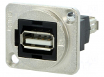 Coupler | USB A socket,both sides | FT | USB 2.0 | metal | 19x24mm