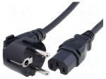 Cable | CEE 7/7 (E/F) plug angled,IEC C15 female | 1.8m | black