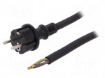 Cable | SCHUKO plug,CEE 7/7 (E/F) plug,wires | 4.5m | black | rubber