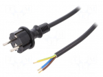 Cable | SCHUKO plug,CEE 7/7 (E/F) plug,wires | 5m | black | PVC | 16A
