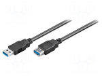 Cable | USB 3.0 | USB A socket,USB A plug | 5m | black | Core: Cu | 5Gbps