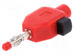 Plug | 4mm banana | 10A | 60V | red | insulated | 2.5mm2