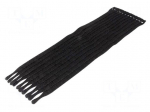 Velcro tie | L: 330mm | W: 12.5mm | black | 10pcs | &Oslash;max: 100mm | -20&divide;75&deg;C