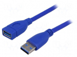 Cable | USB 3.0 | USB A socket,USB A plug | nickel plated | 1.8m
