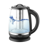 Camry | Kettle | CR 1290 | Standard | 2200 W | 2 L | Plastic/glass | 360&deg; rotational base | Black/Transparent