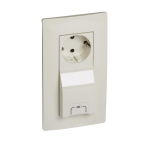 USB + 2P+E German std socket Niloe -with shutters -compact -auto. term. -ivory