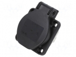Connector: AC supply | socket | 2P+PE | 250VAC | 16A | black | PIN: 3 | IP54
