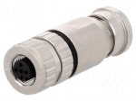 Connector: M12 | plug | PIN: 4 | female | 250V | straight | IP67 | for cable