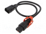 Cable | IEC C13 female,IEC C14 male | 0.5m | black | 10A | 250V | IP20