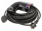 Extension lead | 3x2.5mm2 | 20m | rubber | black | Sockets no: 1 | 16A