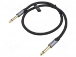 Cable | Jack 6,3mm 2pin plug,both sides | 2m | Plating: gold-plated