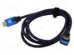 Cable | HDMI plug,HDMI plug 90&deg; up/down | textile | 3m | black-blue