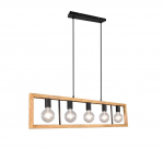 Trio-Lighting Agra  5-pc E27 matt black/wood piekaramā lampa