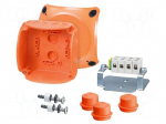 Enclosure: emergency | X: 104mm | Y: 104mm | Z: 70mm | IP65,IP66 | orange