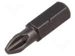 Screwdriver bit | Phillips | PH2 | 1/4" | Overall len: 25mm | 25pcs.