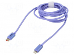 Cable | USB 2.0 | Apple Lightning plug,USB C plug | 2m | violet | 20W