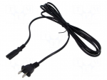 Cable | 2x18AWG | IEC C7 female,NEMA 1-15 (A) plug | PVC | 3m | black