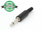 6.35mm MALE JACK CONNECTOR - PLASTIC BLACK MONO