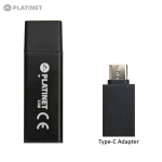 Super Sale Out - Platinet PMFEC32B 2in1 32GB USB 2.0 & Micro Type-C USB Plug OTG Adapter Tablet PC Smartphone Black