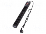 Plug socket strip: protective | Sockets: 9 | 250VAC | 10A | black