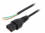 Cable | IEC C13 female,wires | 5m | with IEC LOCK locking | black