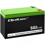 Qoltec AGM battery | 12V | 9Ah | Maintenance-free | Efficient| LongLife | for UPS, security