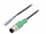 Cable: for sensors/automation | M12 | PIN: 4 | straight | 5m | plug | 4A