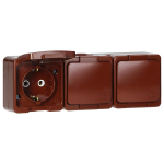 Uued tooted // Gniazdo  potr&oacute;jne 3x 2P+Z SCHUKO  bryzgoodporne  klapką w kolorze IP44, SMART, brązowy