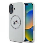 Back panel cover Karl Lagerfeld Apple iPhone 16 Liquid Silicone K&CH Heads MagSafe Case Beige