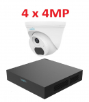Uniarch 4MP IP videonovēro&scaron;anas komplekts ar PoE (NVR + 4 kupola kameras) / IR LED