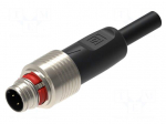 Cable: for sensors/automation | M12 | PIN: 4 | straight | 5m | plug | 4A