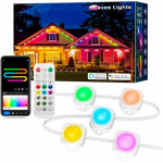 Outdoor light string for cornice and facade lighting, RGBIC, 15m, 30 lights, IP67