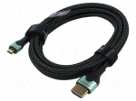 Cable | HDMI plug,micro HDMI plug | textile | HDMI 2.1 | 4K,8K | 2m